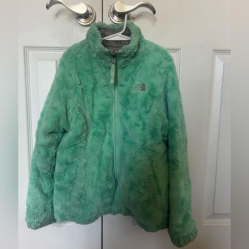 The North Face Mint Green / Gray Reversable Fleece Jacket